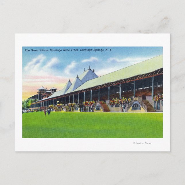 Racegrounds View of the Grand Stand at Track Postcard (Front)