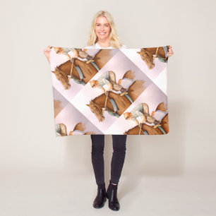 RaceHorse and JockeyWaterColor Fleece Blanket