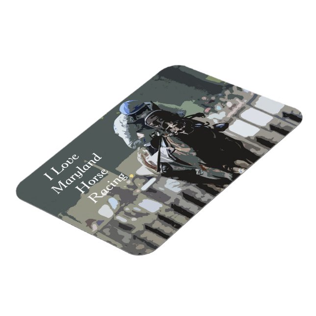 Racehorse With Jockey In Blue Flexible Magnet (Left Side)