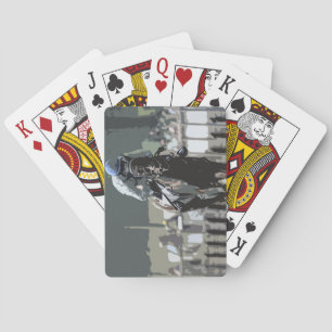 Racehorse With Jockey In Blue Playing Cards