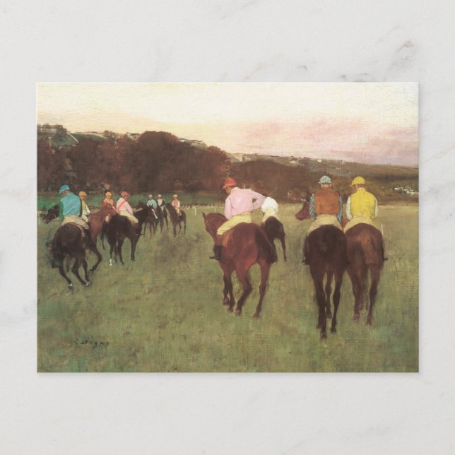 Racehorses at Longchamp by Edgar Degas Postcard (Front)