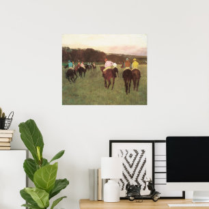 Racehorses at Longchamp by Edgar Degas Poster