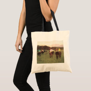 Racehorses at Longchamp by Edgar Degas Tote Bag