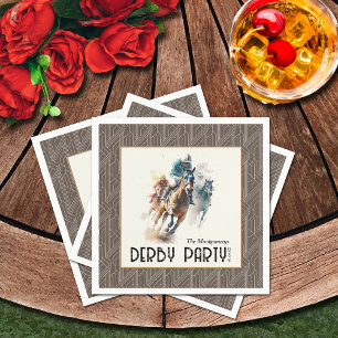 Racehorses Derby Party Brown Napkin