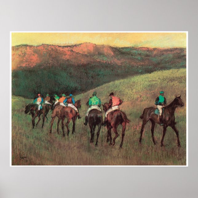 Racehorses in a Landscape, 1894, Edgar Degas Poster (Front)