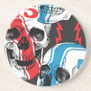 Racer Skull: Vintage Seamless Rebellion. Coaster
