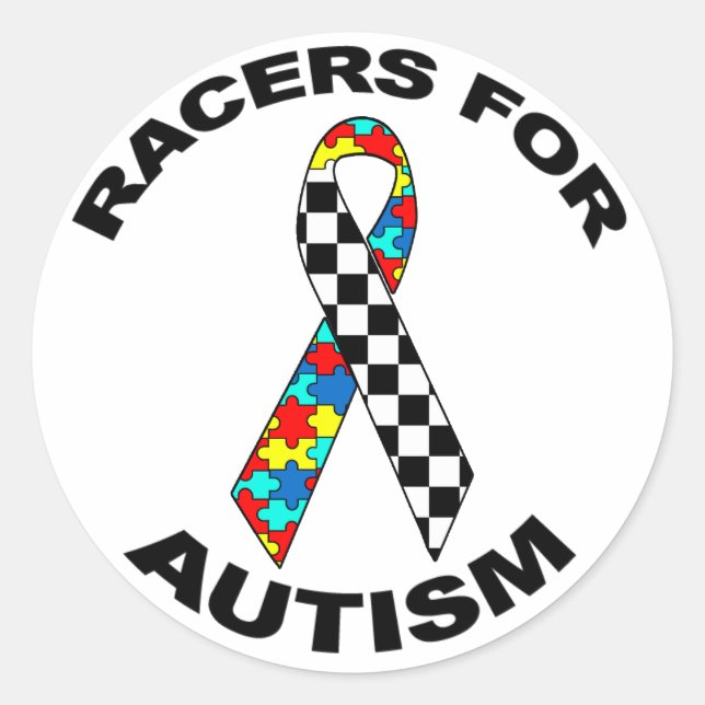 Racers For Autism Classic Round Sticker (Front)