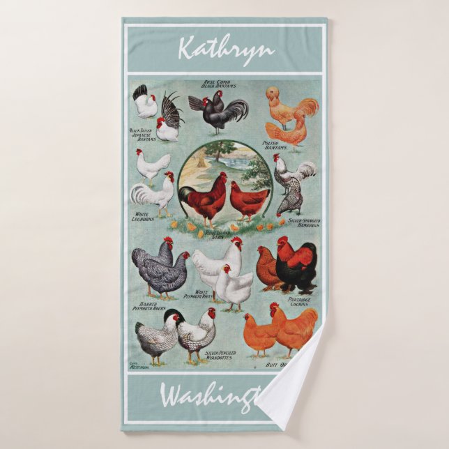 Races vintages de poulet    (Serviette de bain)