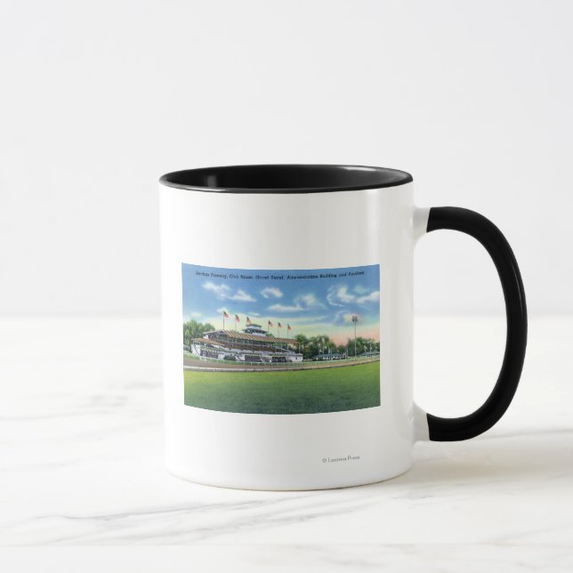 Raceway View of Grand Stand, Club House, Mug (Right)