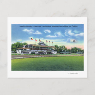Raceway View of Grand Stand, Club House, Postcard