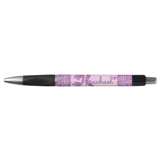Rachael name meaning R girls pink purple Pen (Front)