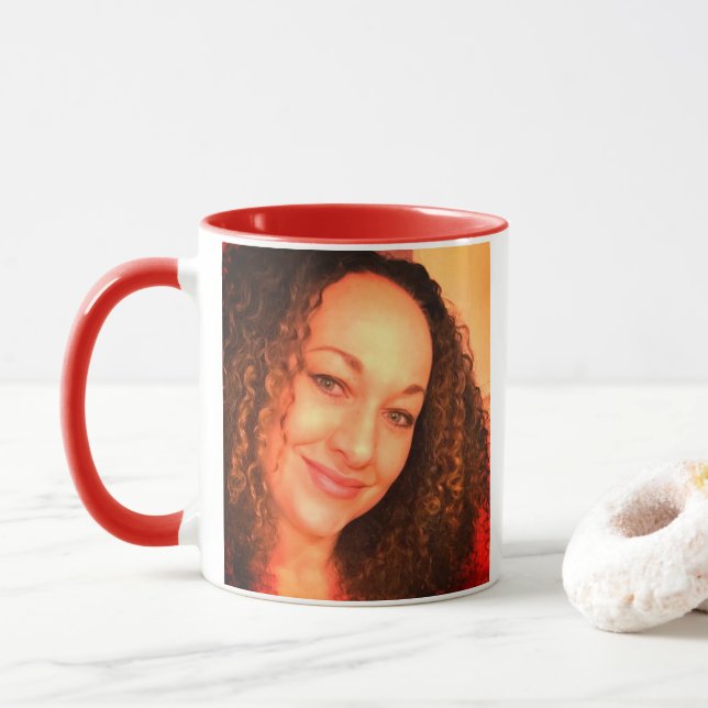 Rachel Dolezal Mug with red handle (With Donut)