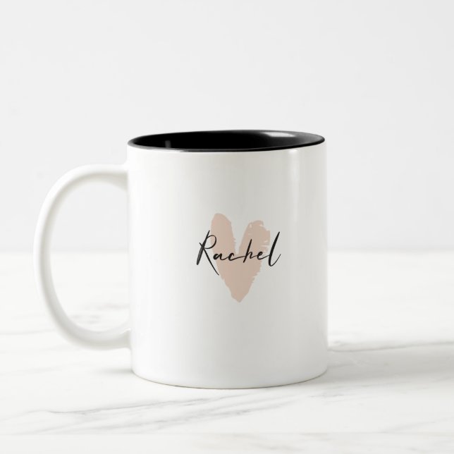 Rachel Heart Name Graphic Two-Tone Coffee Mug (Left)