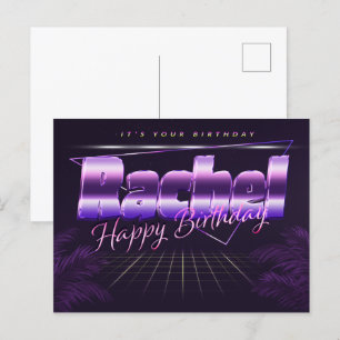 Rachel Name First name purple postcard birthday