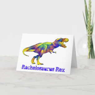 Rachel osaurus Funny Running T Rex Dinosaur Art Holiday Card