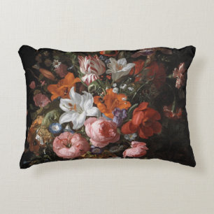 Rachel Ruysch - Flowers In A Glass Vase Accent Pillow
