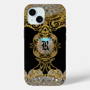 Rachella Elegant Ebony Chic Monogram iPhone 15 Case