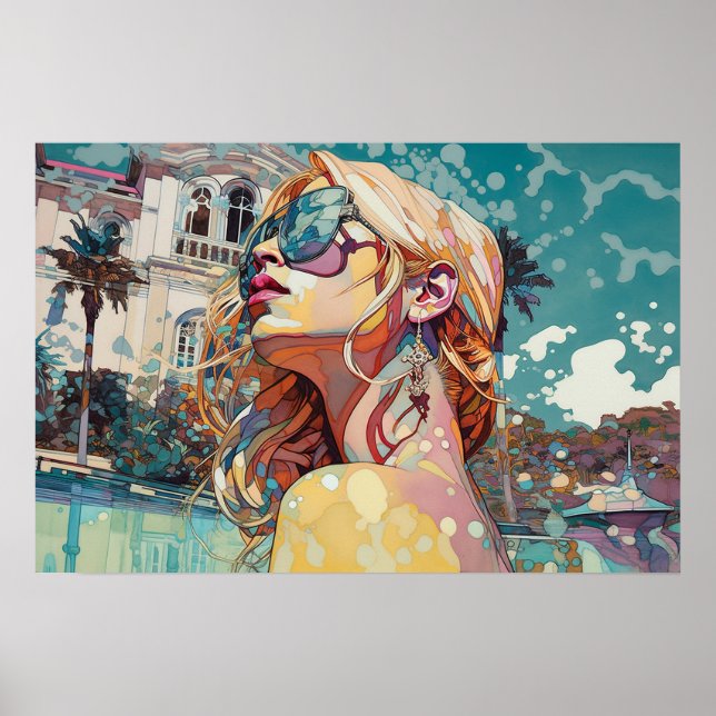 Rachel's day at the pool poster (Front)