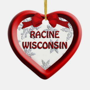 Racine Wisconsin Heart Christmas Ornament