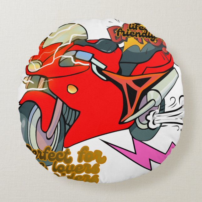  Racing Bike Art Speed Round Pillow (Front)