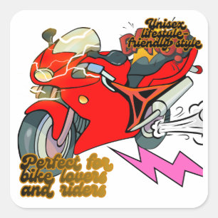 Racing Bike Art Speed Square Sticker