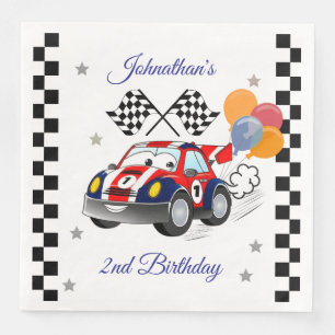 Racing Birthday Party   Race Car & Chequered Flag Napkin