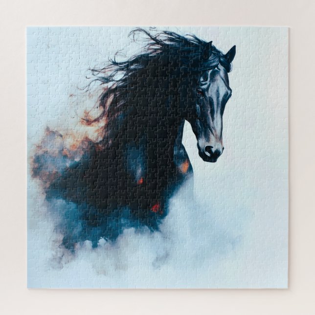  Racing Black Horse Portrait Minimalist Jigsaw Puzzle (Vertical)