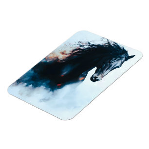 Racing Black Horse Portrait Minimalist Magnet