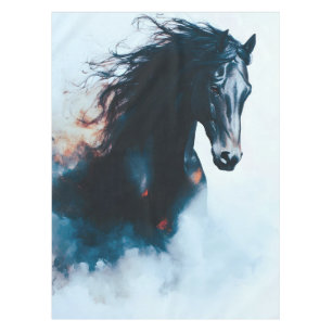 Racing Black Horse Portrait Minimalist Tablecloth