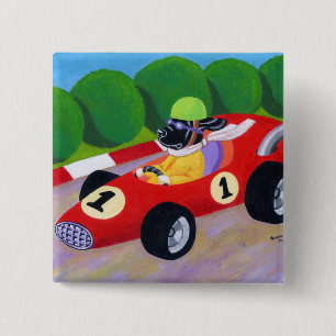 Racing Black Labrador 2 Inch Square Button