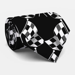 Racing Black White  Check Flag  Necktie