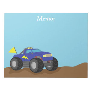 Racing Blue Monster Truck, for Boys Notepad