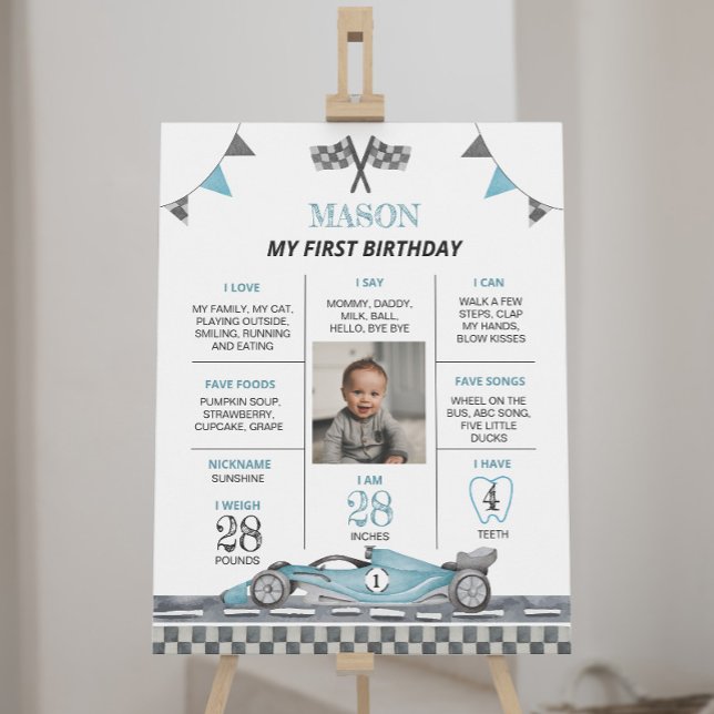 Racing Car 1er Anniversaire Photo Poster de l'étap (Créateur téléchargé)