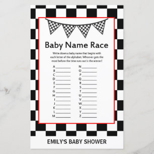 Racing Car Baby Shower Game PRINTED