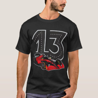 Racing Car Birthday Boy Race Track Number 13 Years T-Shirt