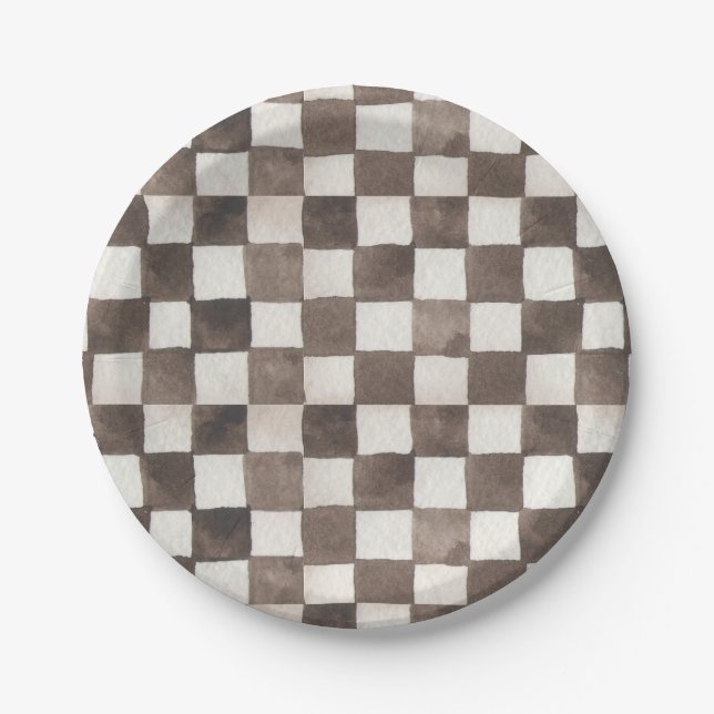 Racing Car Birthday Party Chequered  Paper Plate (Front)