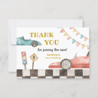 Racing Car Birthday Thank You Card