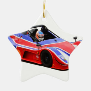 racing car ceramic ornament
