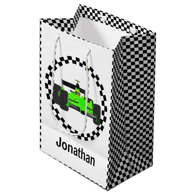 Racing Car Chequered Pattern Gift Bag (Front Angled)