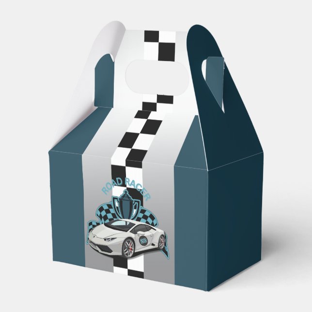 Racing car green, black & white Favour Box (Front Side)