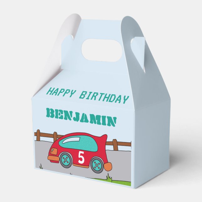 Racing Car Happy Birthday Favor Box (Front Side)