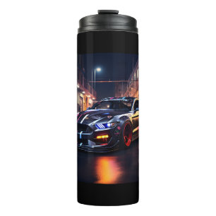 racing car on indoor track thermal tumbler