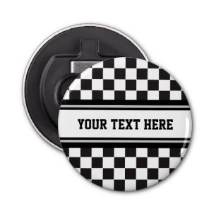 Racing Car Pattern + text & your background colour Bottle Opener