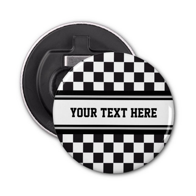 Racing Car Pattern + text & your background colour Bottle Opener (Front)