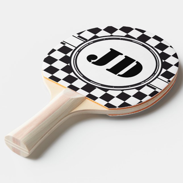 Racing Car Pattern + your backgr. colour & text Ping Pong Paddle (Front Angle)