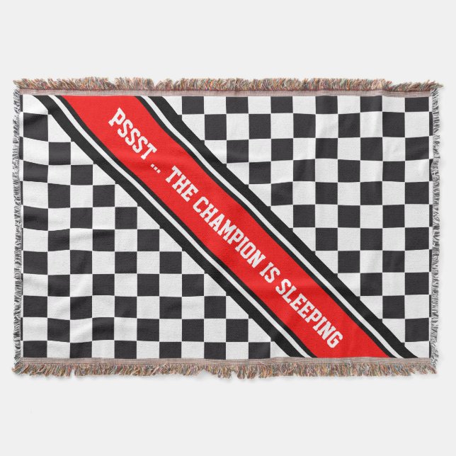 Racing Car Pattern + your backgr. colour & text Throw Blanket (Front)
