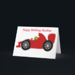 Racing Car Personalised Brother Birthday Card<br><div class="desc">Greeting card red racing car brother birthday card. Customise this birthday card with any text then have it printed and sent to you or instantly download it to your mobile device. Should you require any help with customising then contact us through the link on this page. Racing car design personalised...</div>