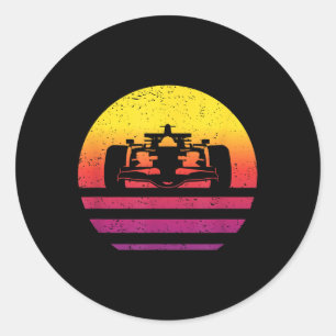 Racing Car Retro Style Vintage Classic Round Sticker