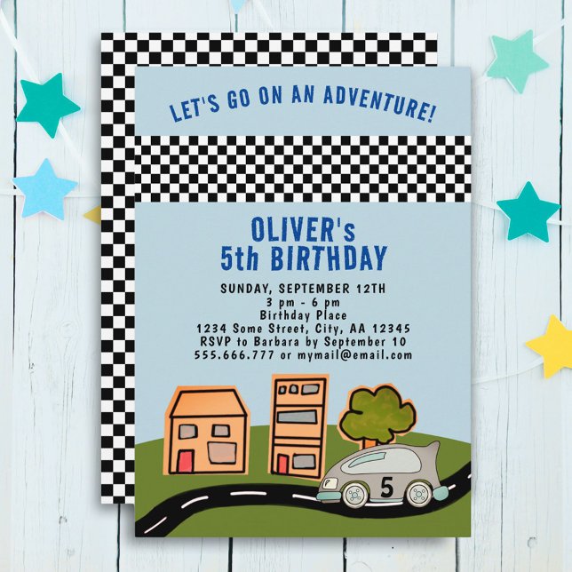 Racing Car Road House Boy Birthday Invitation (Creator Uploaded)