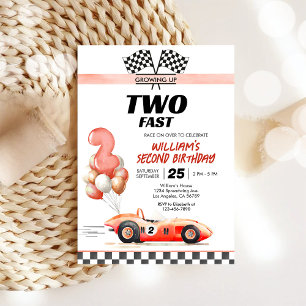 Racing Car Two Fast 2nd Birthday Invitation